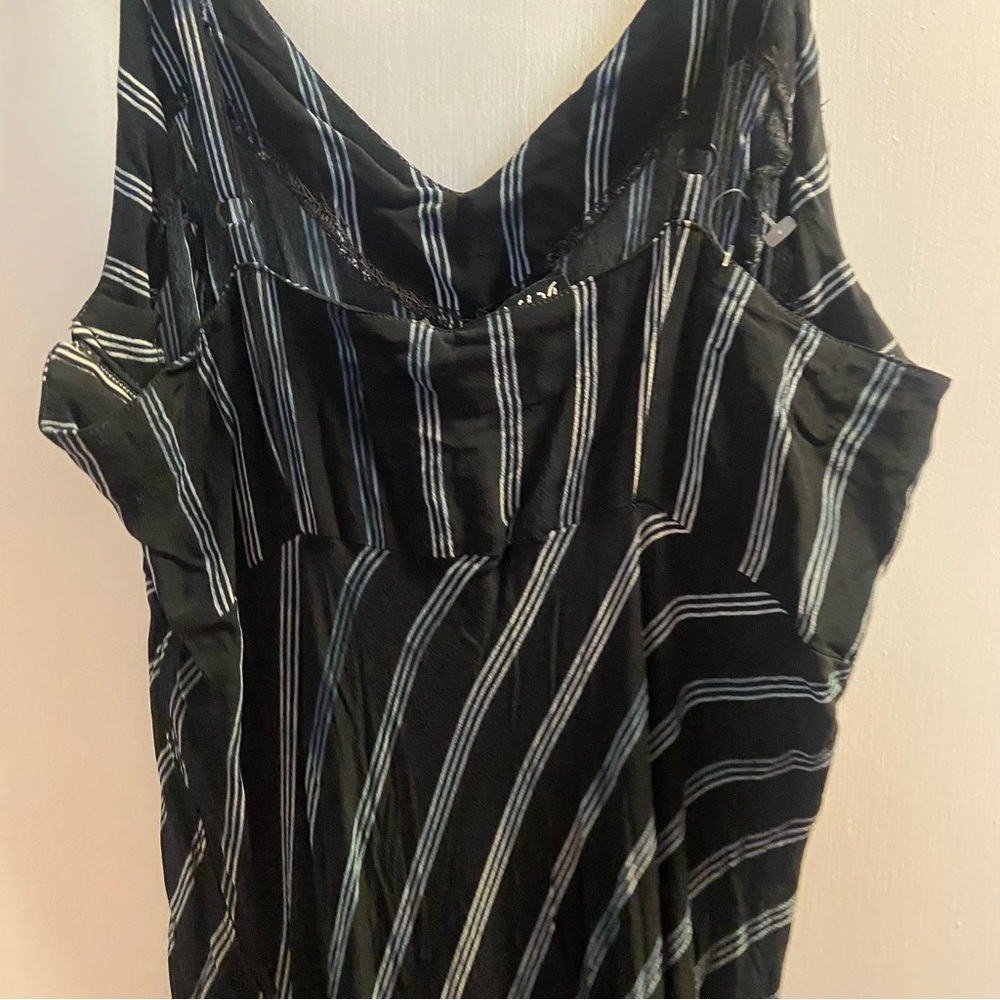 Vintage Betsey Johnson Black and Blue Gray Striped Dress